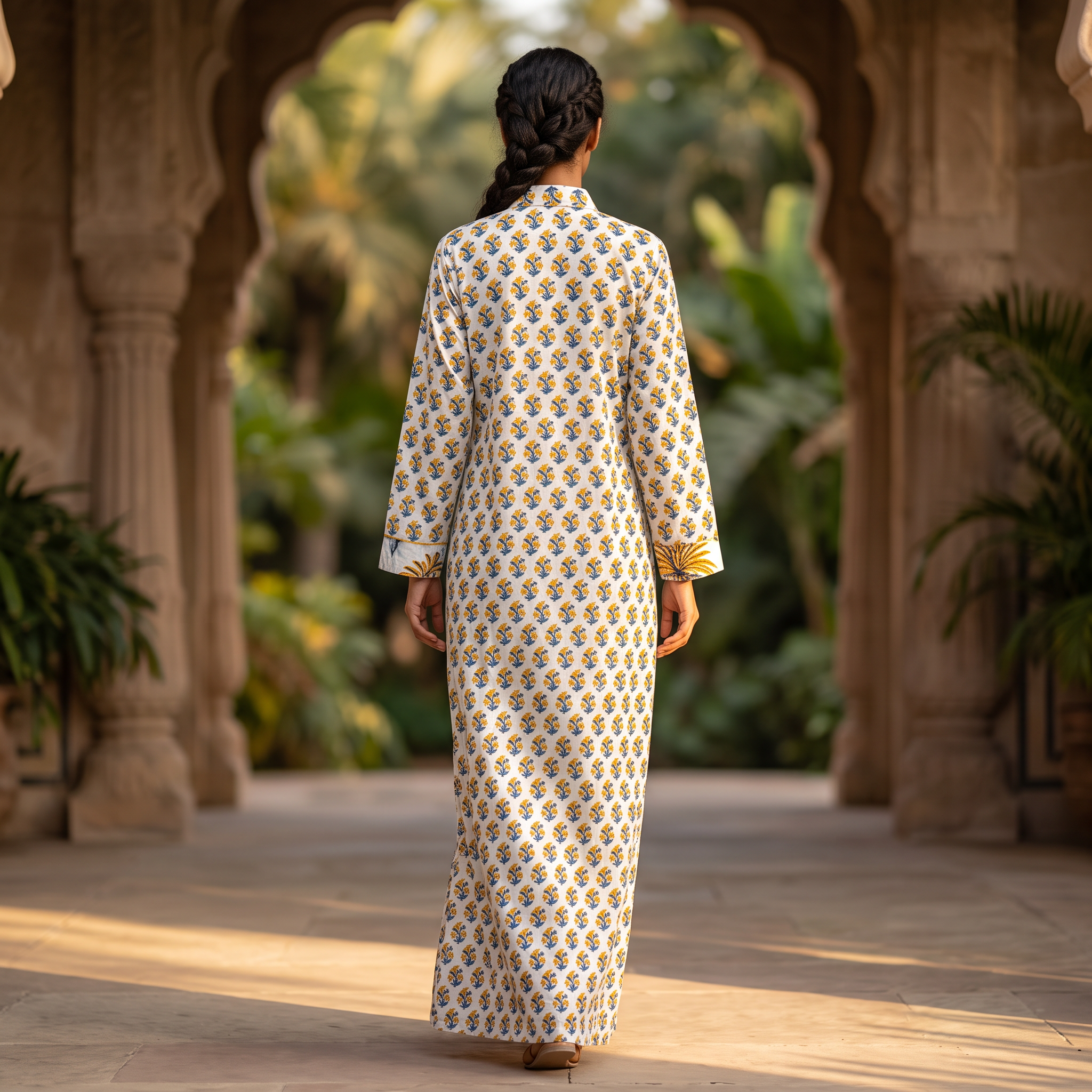 L/XL Crystal Singapore Printed Cotton Dress 57" Long Jalabiya TNY 870