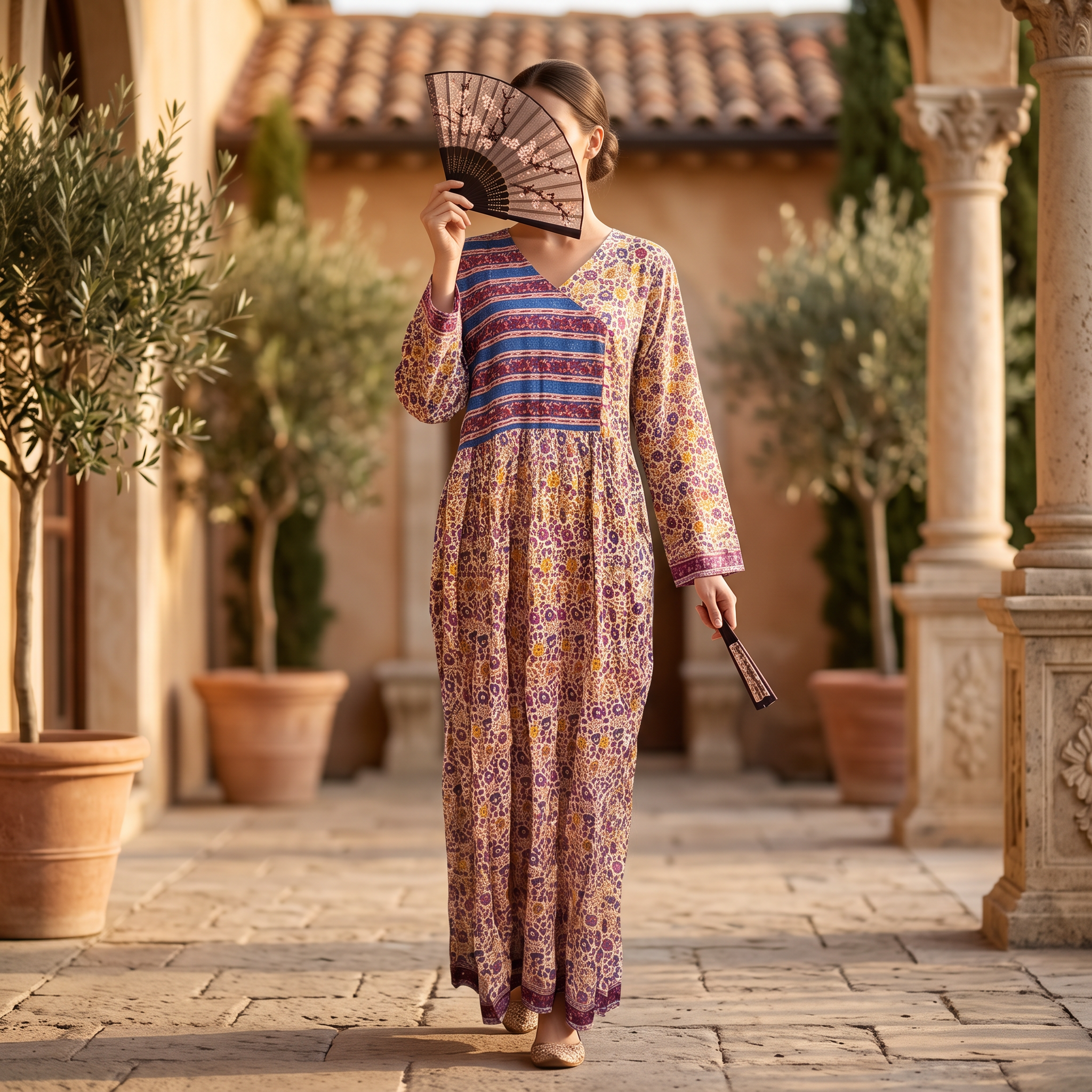 L-XL  Daisy Crystal Printed  Dress 57" Long Jalabiya TNY 822