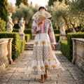 L-XL Afifa Printed Cotton Dress 57" Long Jalabiya
