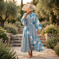 S-M Fatim Printed Cotton Dress 57" Long Jalabiya
