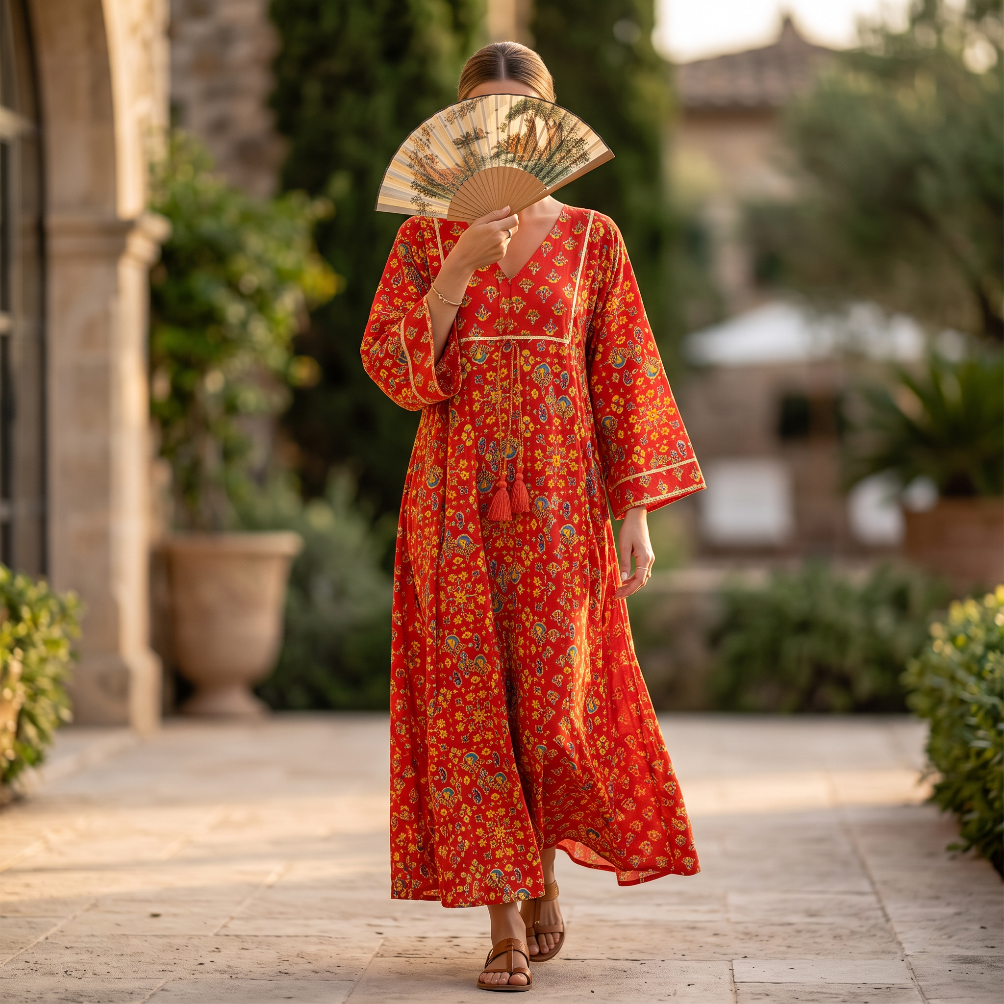 2XL/3XL Anaya Printed Cotton Dress 57" Long Jalabiya RN 909
