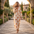 Sparrow L/XL Crystal Printed Cotton Dress 57" Long Jalabiya  RN 1036