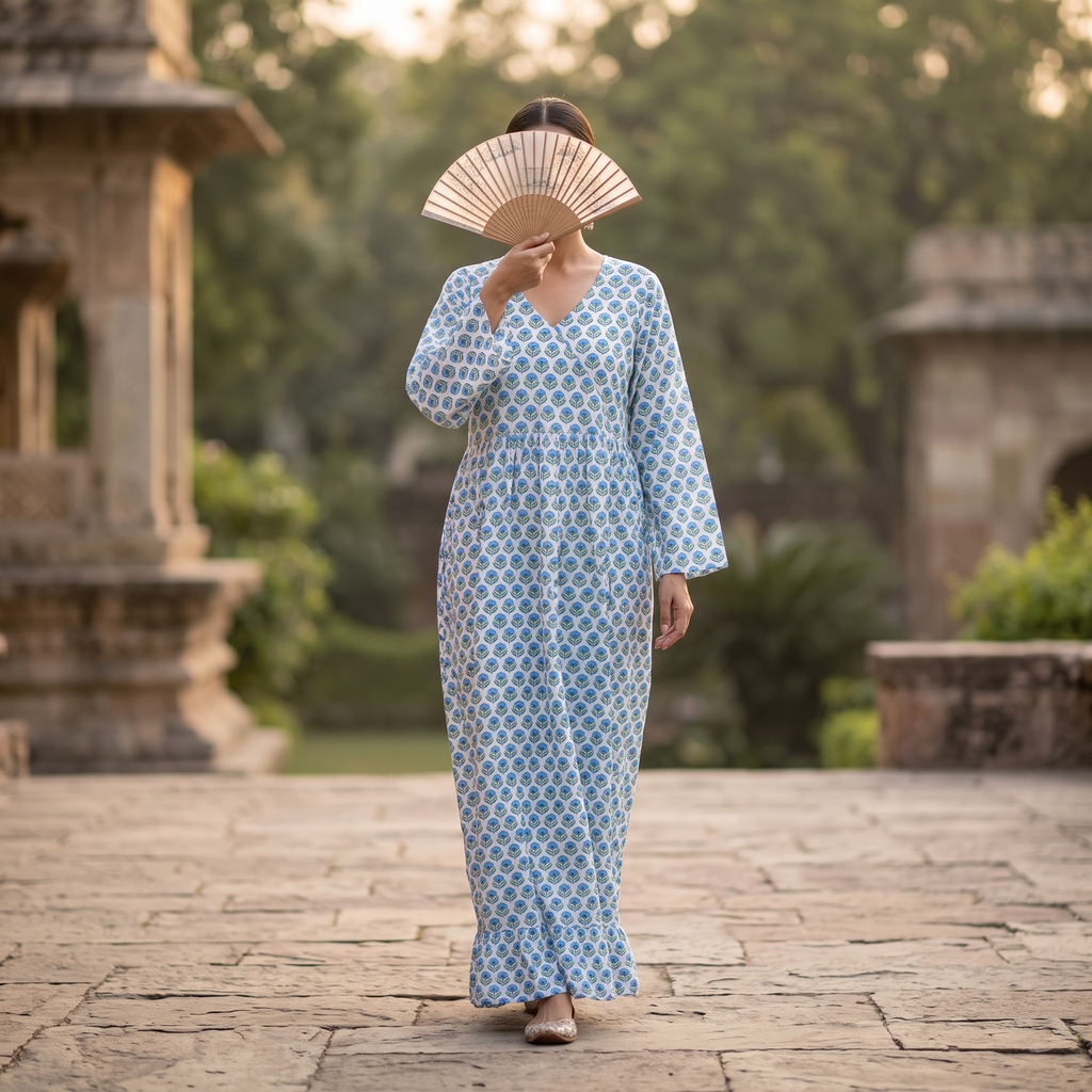 L/XL  Kainat Printed  Dress 57 Long Jalabiya TNY 735
