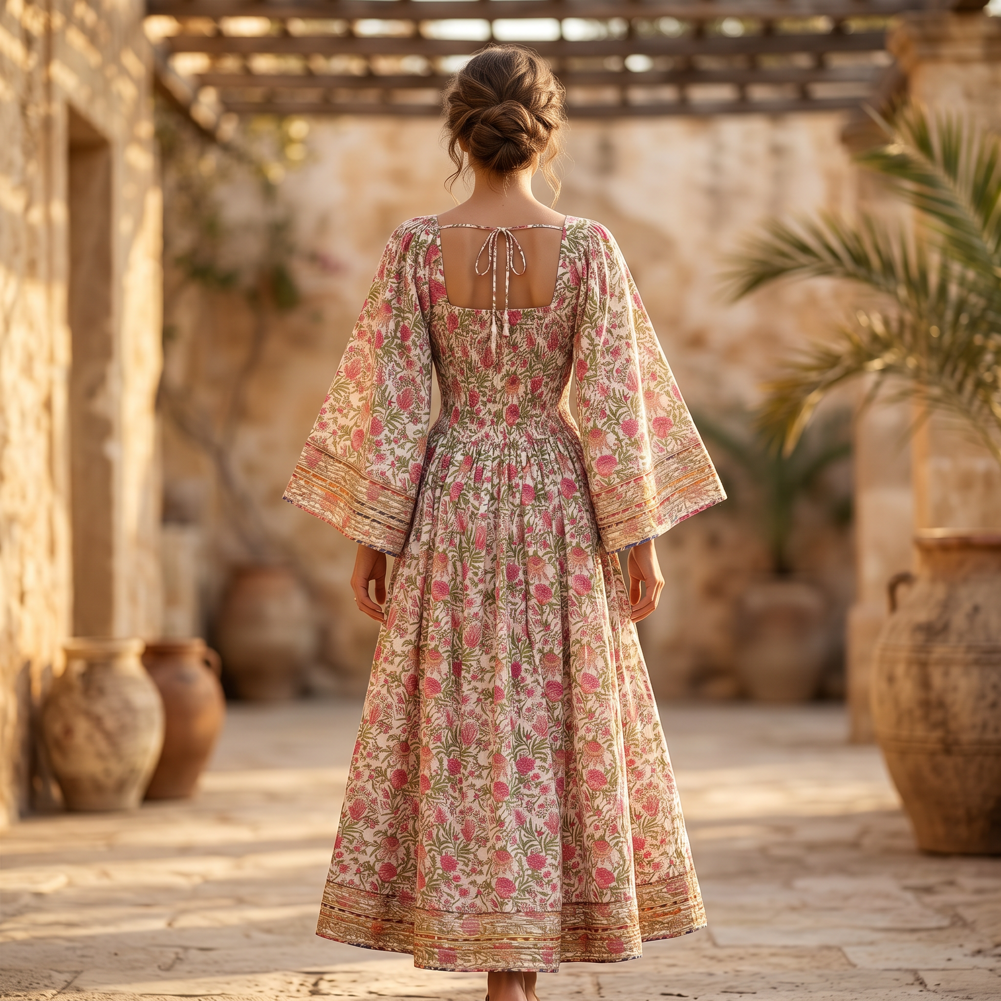 2XL-3XL Elzina Printed Cotton Dress 57" Long Jalabiya TN 242