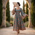 S/M Rahima Printed Cotton Dress 57" Long Jalabiya RN 1003