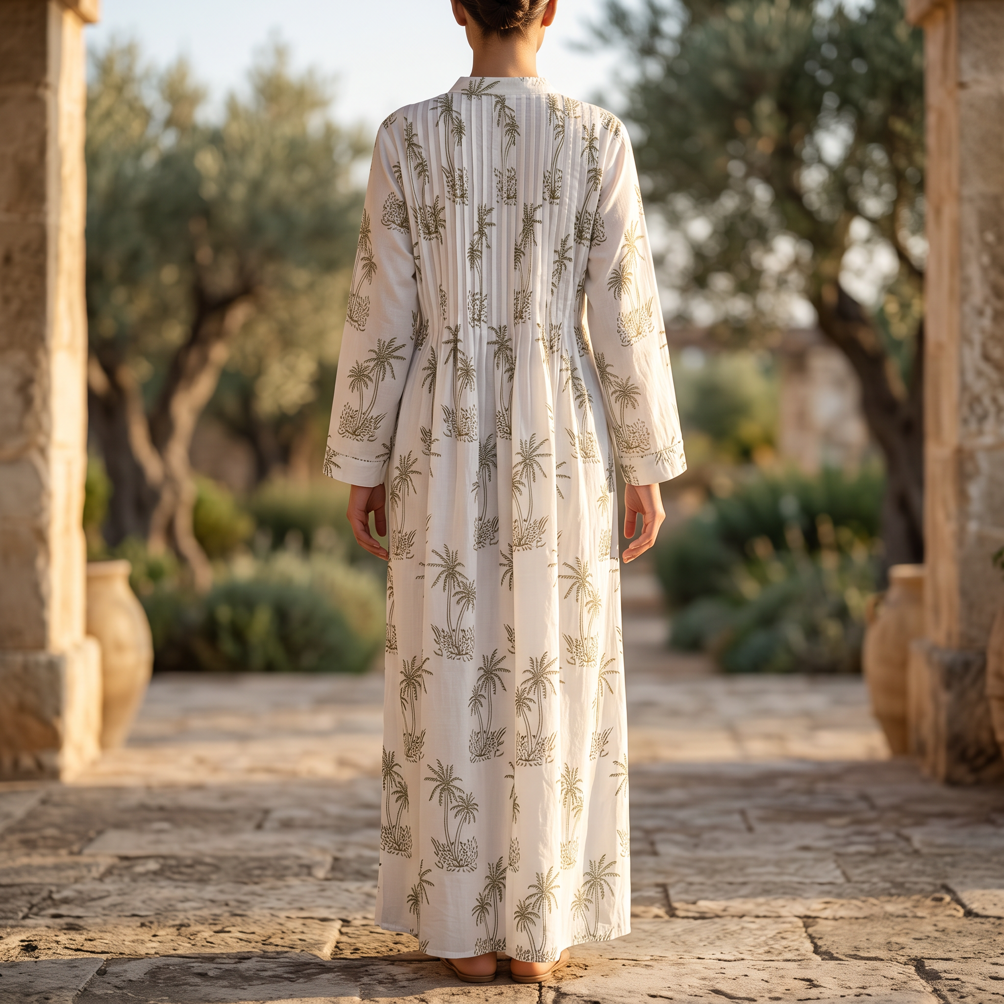 L/XL Afra Printed Cotton Dress 57" Long Jalabiya RN 980