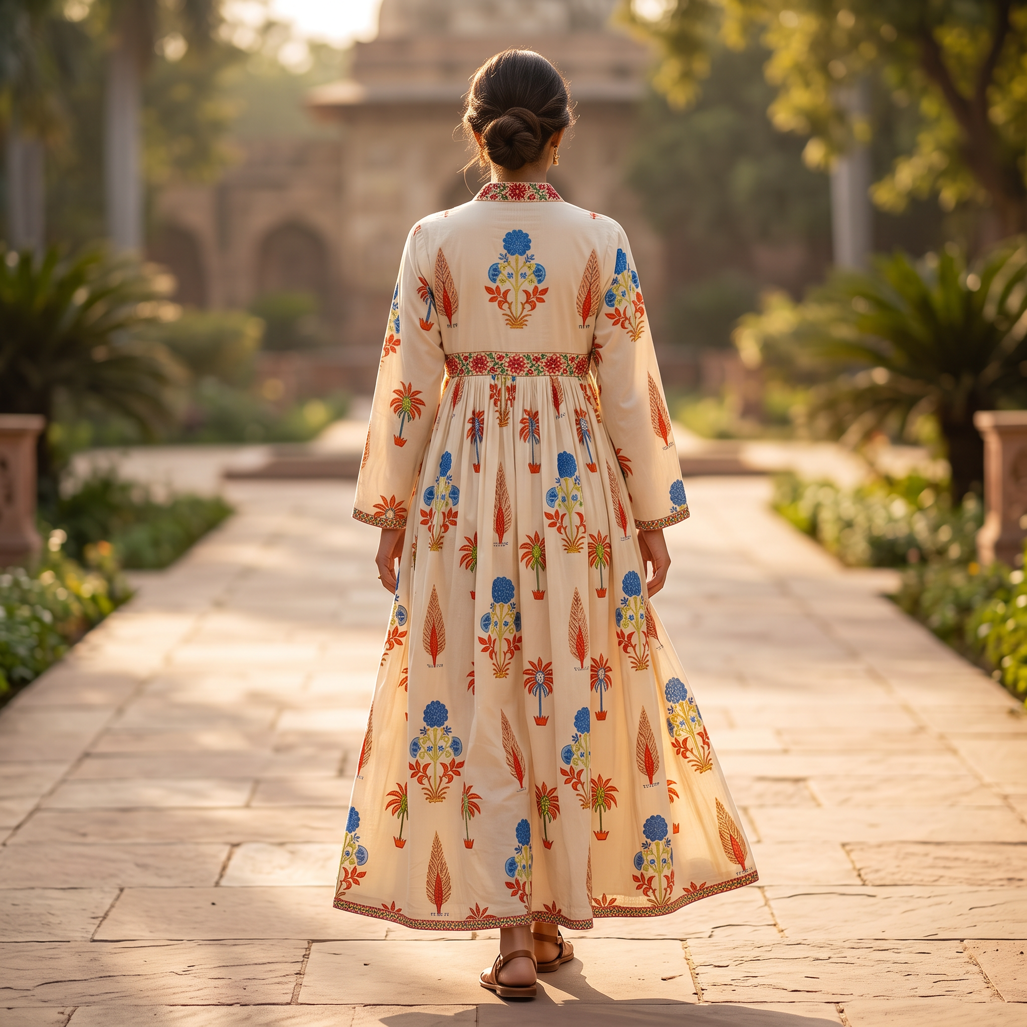 L/XL Liza  Printed Cotton Dress 57" Long Jalabiya RNY 1084