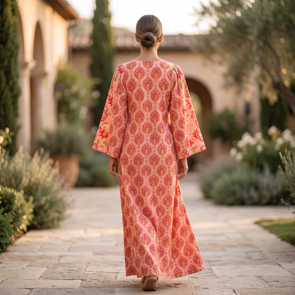 XS.S Goya  Printed Cotton Dress 54" Long Jalabiya TNY 725