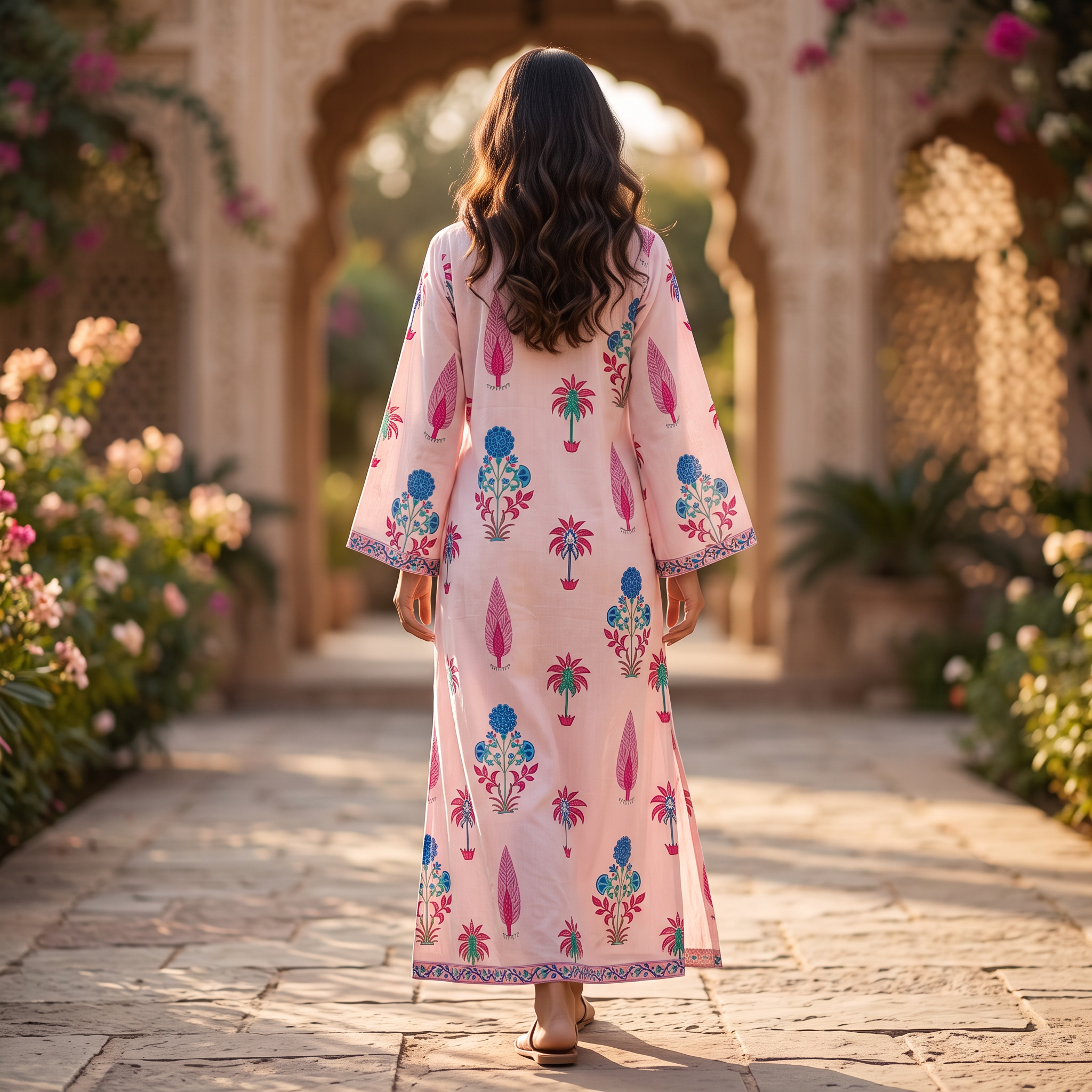 L/XL Liza  Printed Cotton Dress 57" Long Jalabiya RNY 1083