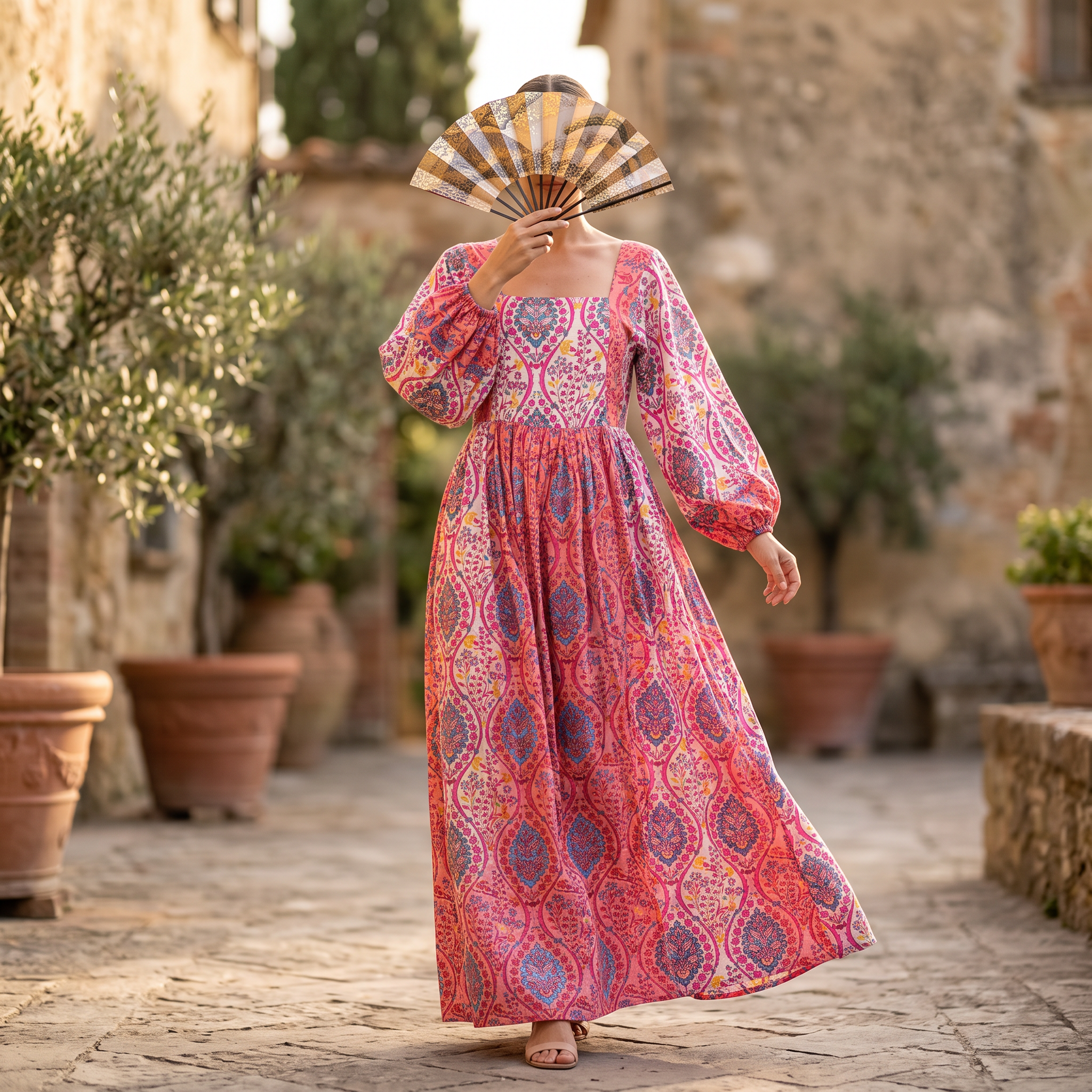 S.M Suha  Printed Cotton Dress 57" Long Jalabiya TNY 754