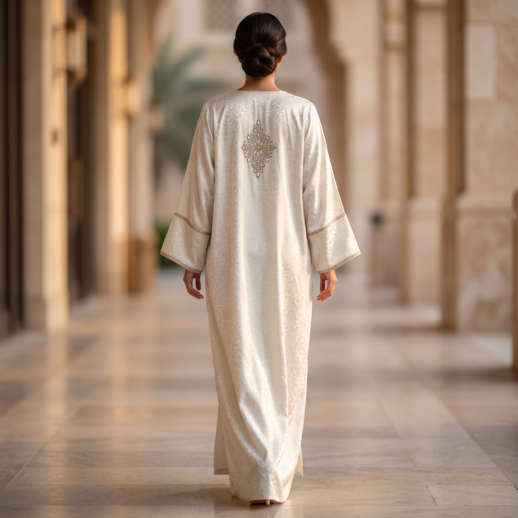 Silky Jacquard Kaftan Elegant Free-Size Luxury Abaya
