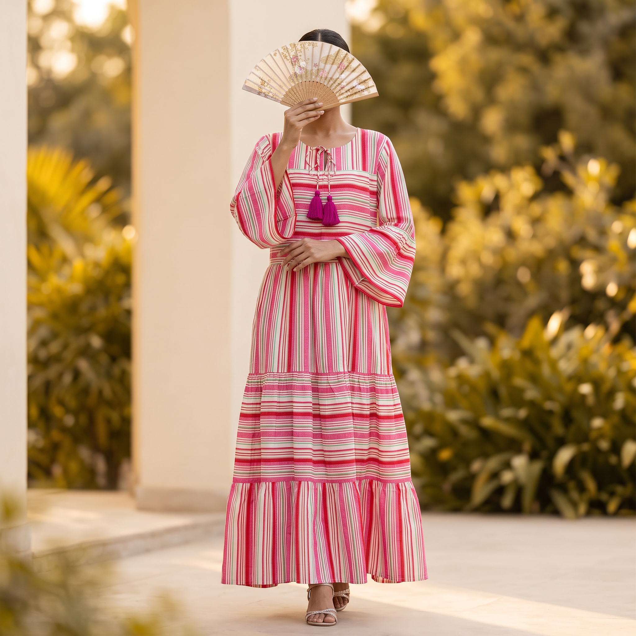L/XL Moon Printed Cotton Dress 57" Long Jalabiya RNY 1055