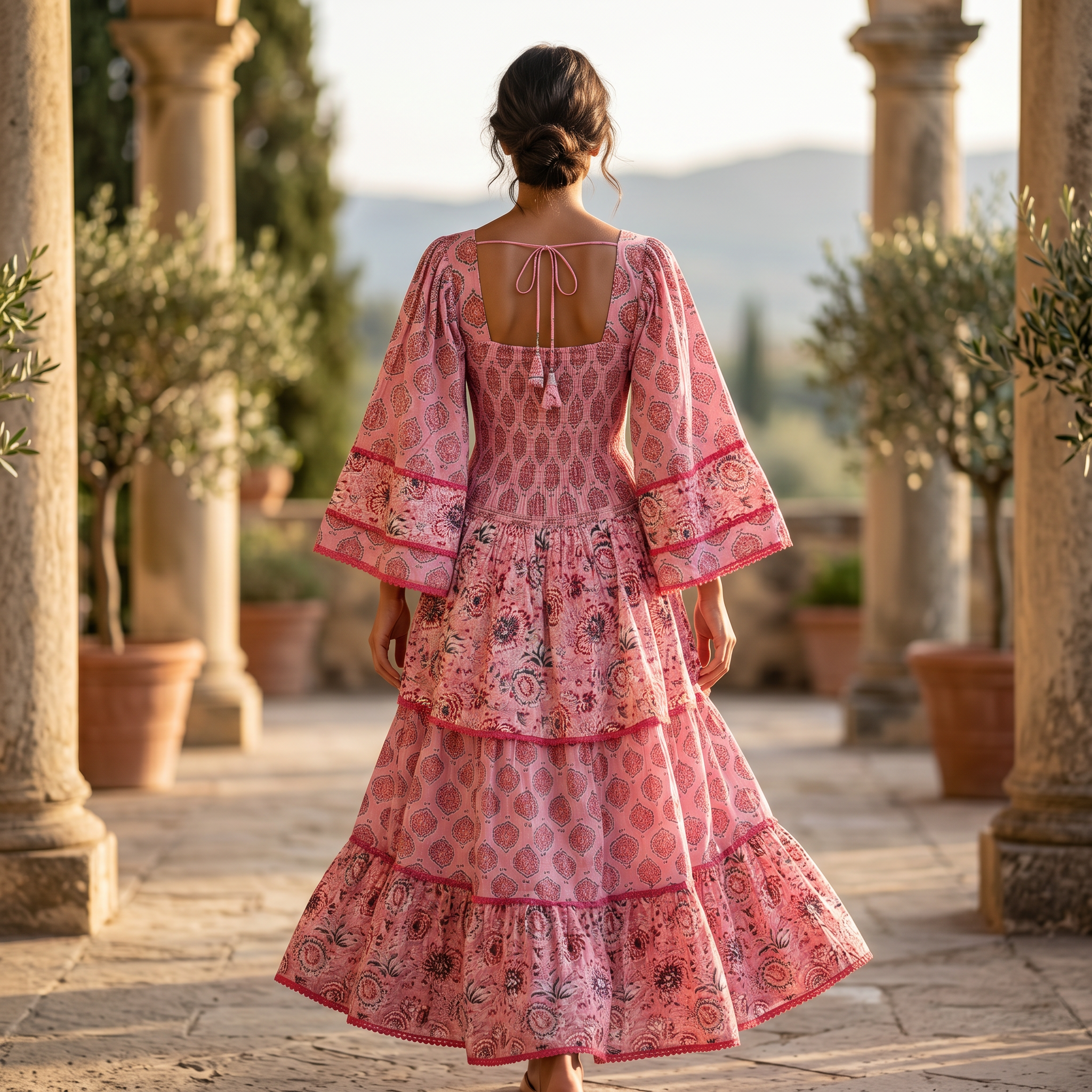 XS-S Rahima Printed Cotton Dress 54" Long Jalabiya TN 245