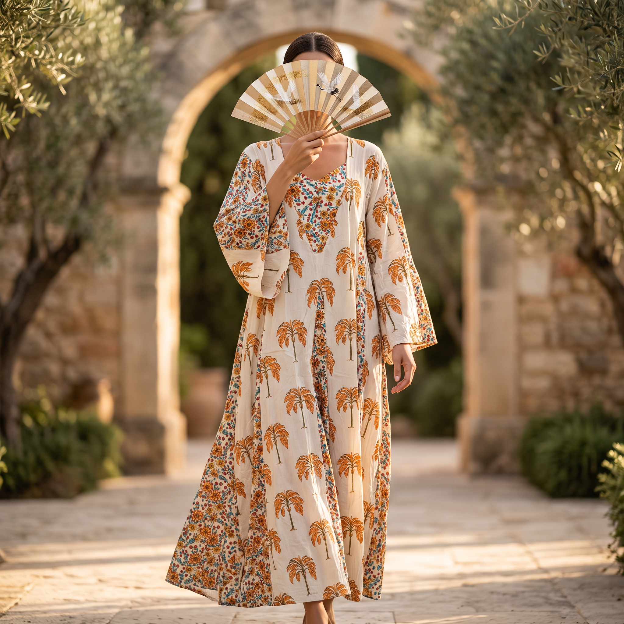 2XL/3XL Payal Printed Cotton Dress 57" Long Jalabiya RN 924