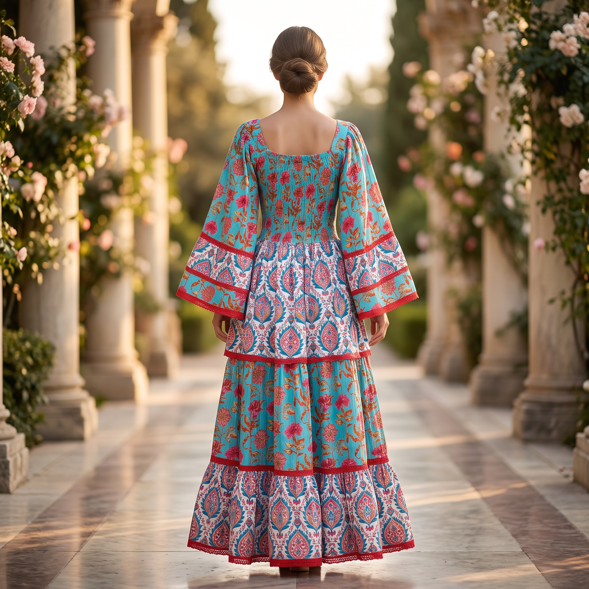 S/M Rahima Printed Cotton Dress 54" Long Jalabiya RN 998