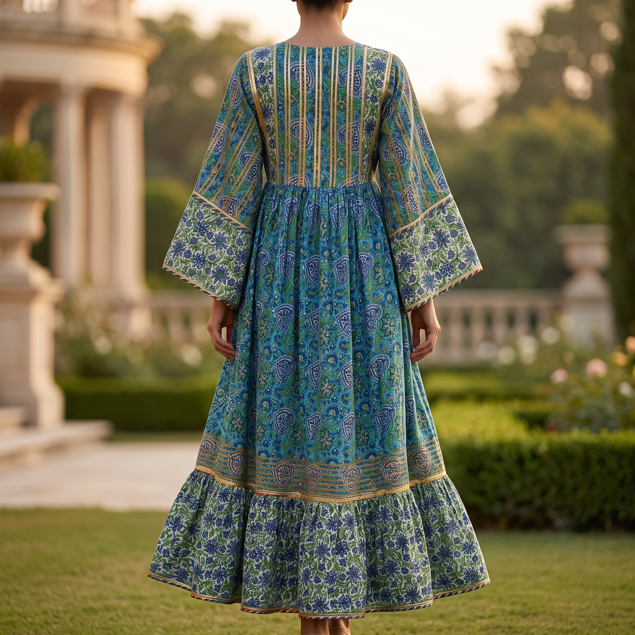 S/M Ebrah Printed Cotton Dress 57" Long Jalabiya RN 910