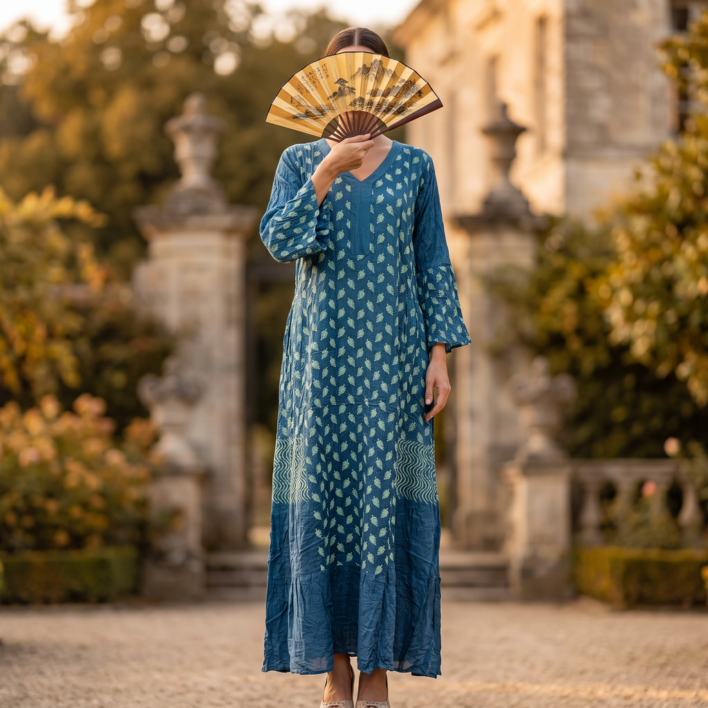 L/XL Special Printed Cotton Dress 57" Long Jalabiya With Sheila RNY 1094