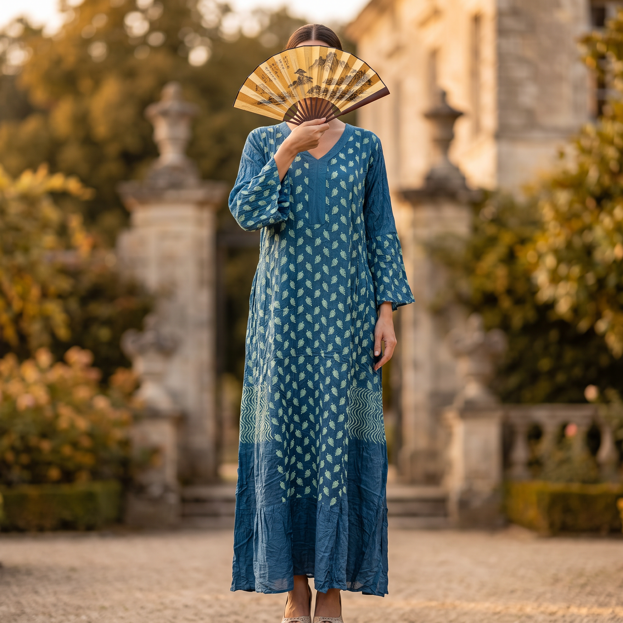 L/XL Special Printed Cotton Dress 57" Long Jalabiya With Sheila RNY 1094