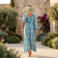 2XL-3XL Kafia Printed Cotton Dress 57" Long Jalabiya