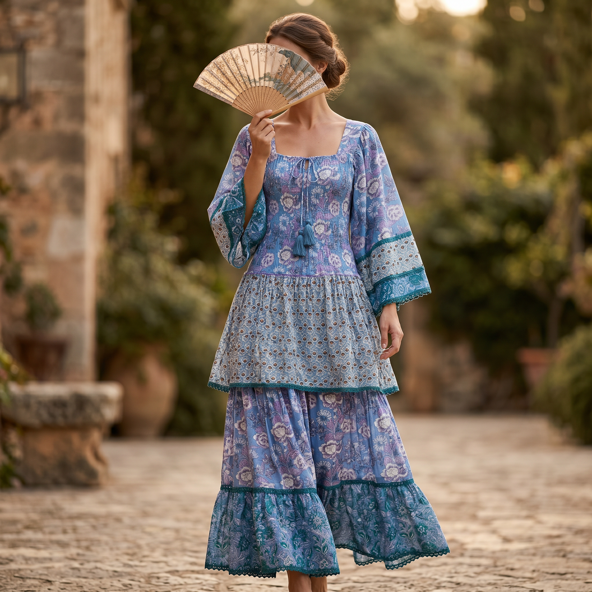 L-XL Rahima Printed Cotton Dress 57" Long Jalabiya