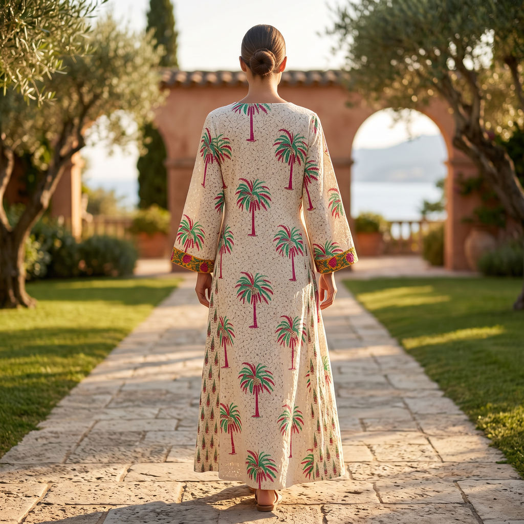 2XL/3XL Anaya Printed Cotton Dress 57" Long Jalabiya RN 900