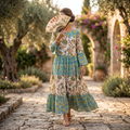 L-XL Moon Printed Cotton Dress 57" Long Jalabiya