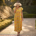 L/XL Amani Silk Crystal Printed  Dress 57" Long Jalabiya RN 955