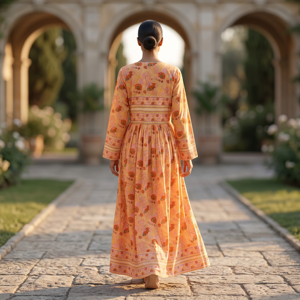 L-XL Beach Printed Cotton Dress 57" Long Jalabiya TN 276