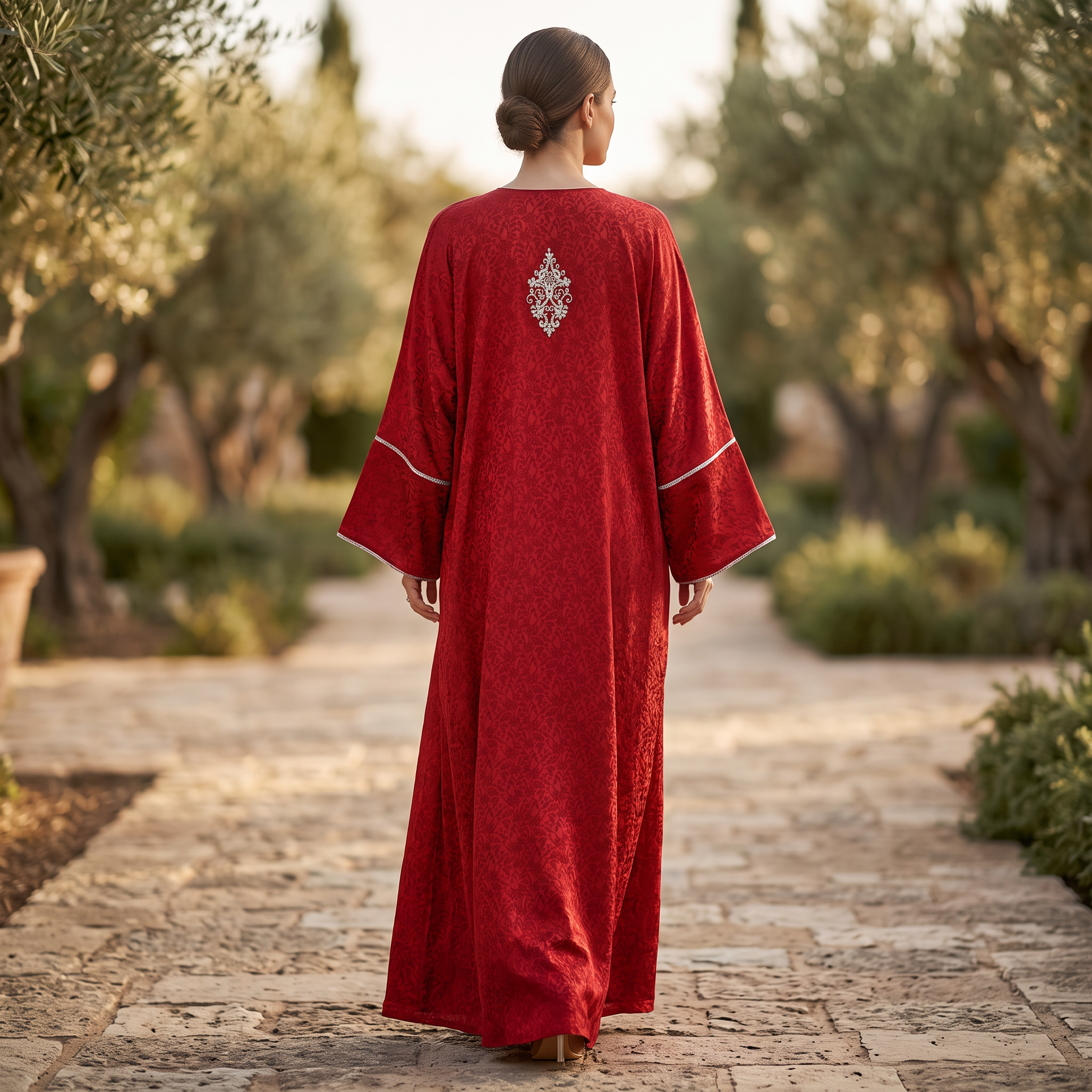 Silky Jacquard Kaftan Elegant Free-Size Luxury Abaya