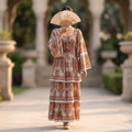 L/XL Rahima Printed Cotton Dress 57" Long Jalabiya RN 1011