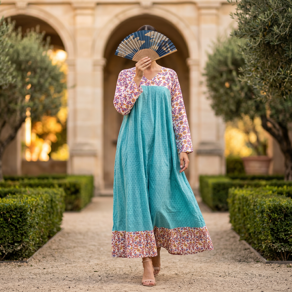 L-XL Special Printed Cotton Dress 57" Long Jalabiya TN 286