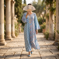 S/M  Noorain  Printed Cotton Dress 57" Long Jalabiya TNY 750