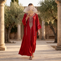 Silky Jacquard Kaftan Elegant Free-Size Luxury Abaya