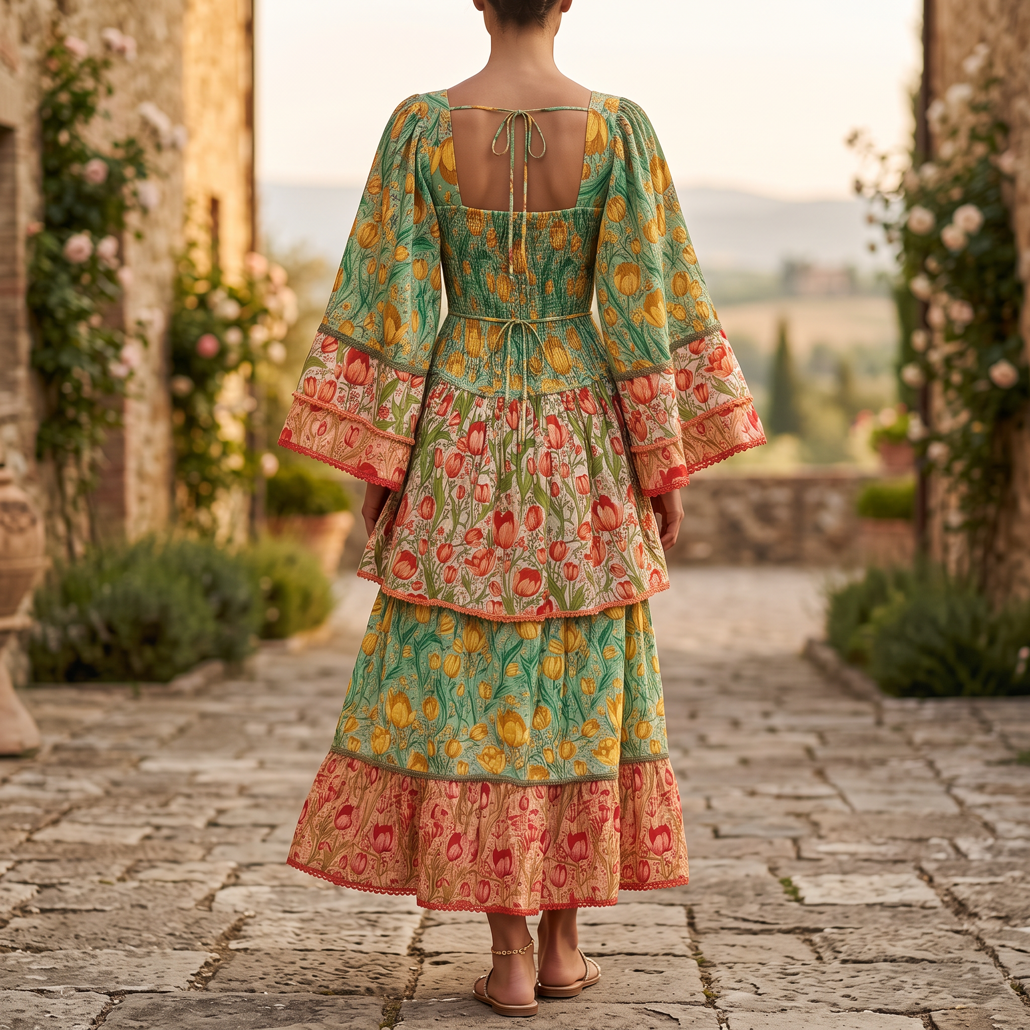 L-XL Rahima Printed Cotton Dress 57" Long Jalabiya RN 996
