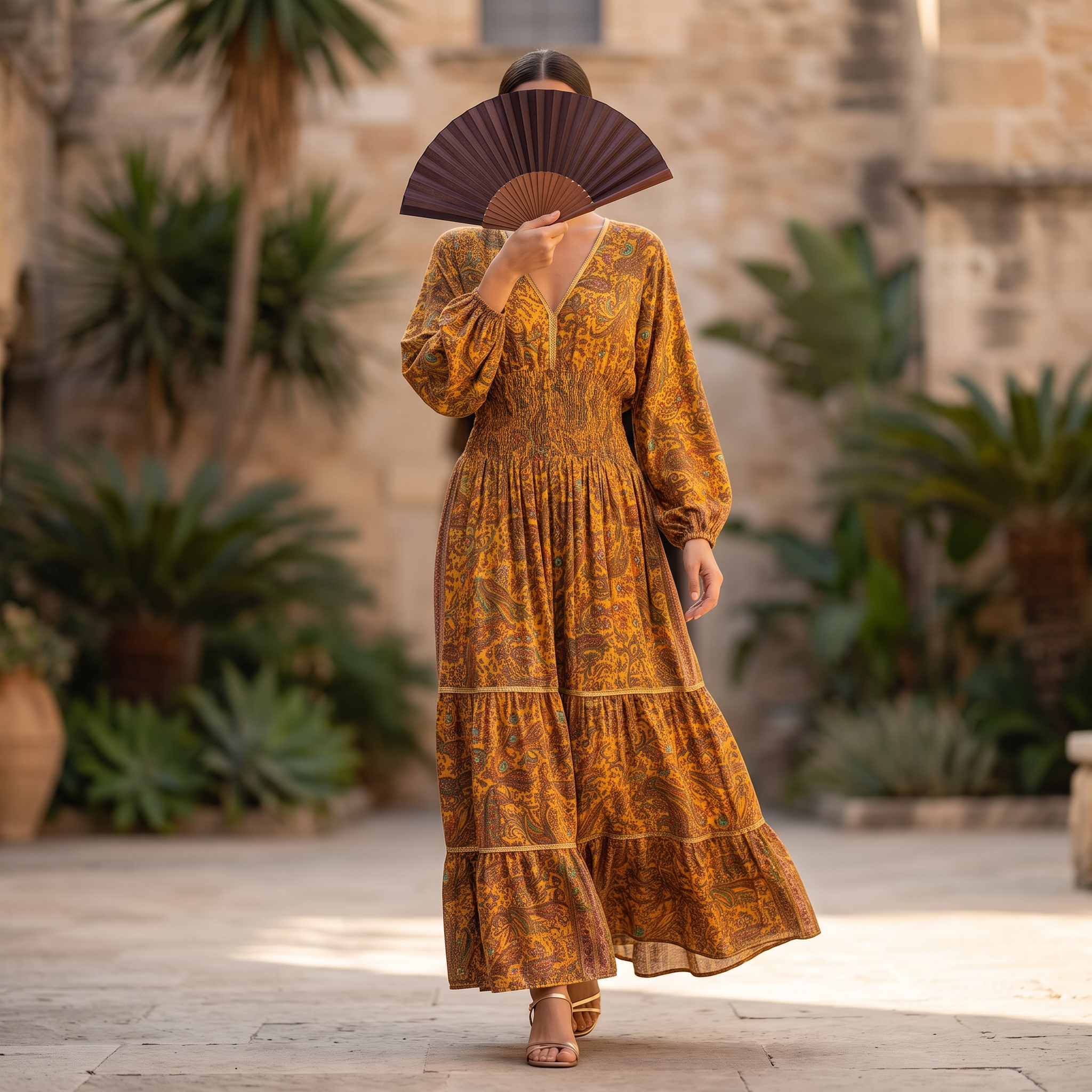 L/XL Special Silk Crystal Printed  Dress 57" Long Jalabiya RN 956