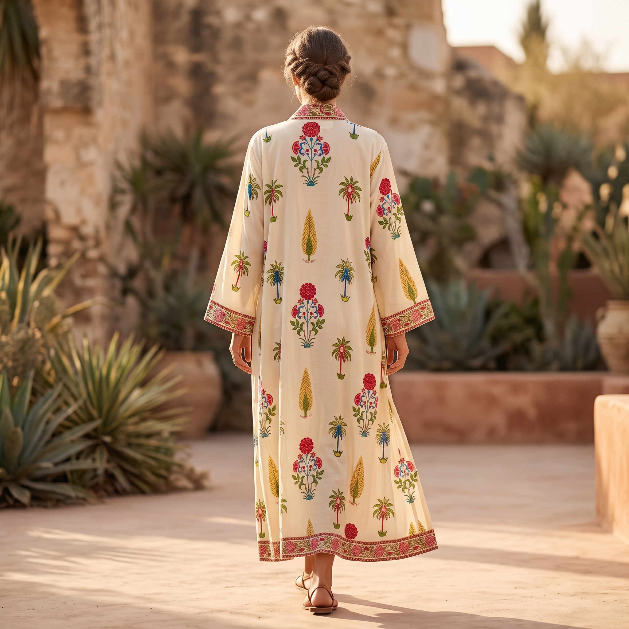 2XL/3XL Nida  Printed Cotton Dress 54" Long Jalabiya RNY 1053