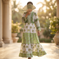 L-XL Afifa Printed Cotton Dress 57" Long Jalabiya