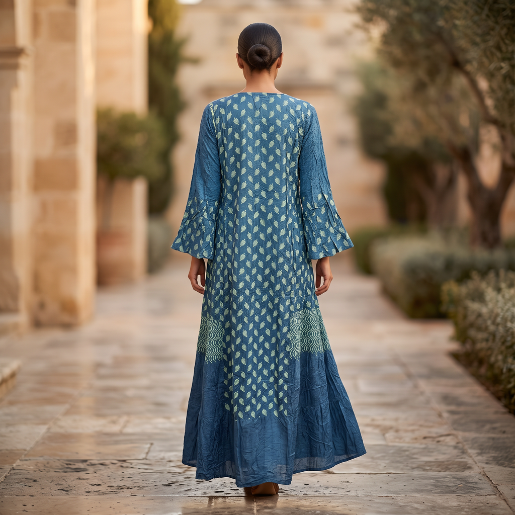 L/XL Special Printed Cotton Dress 57" Long Jalabiya With Sheila RNY 1094
