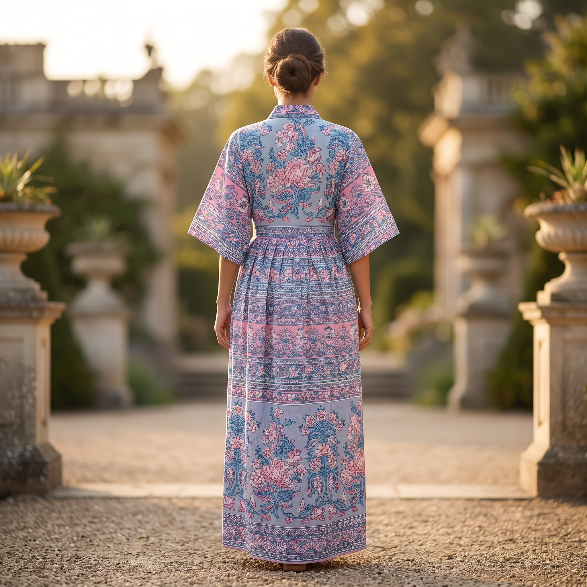 S/M Ayah  Printed Cotton Dress 57" Long Jalabiya TNY 789