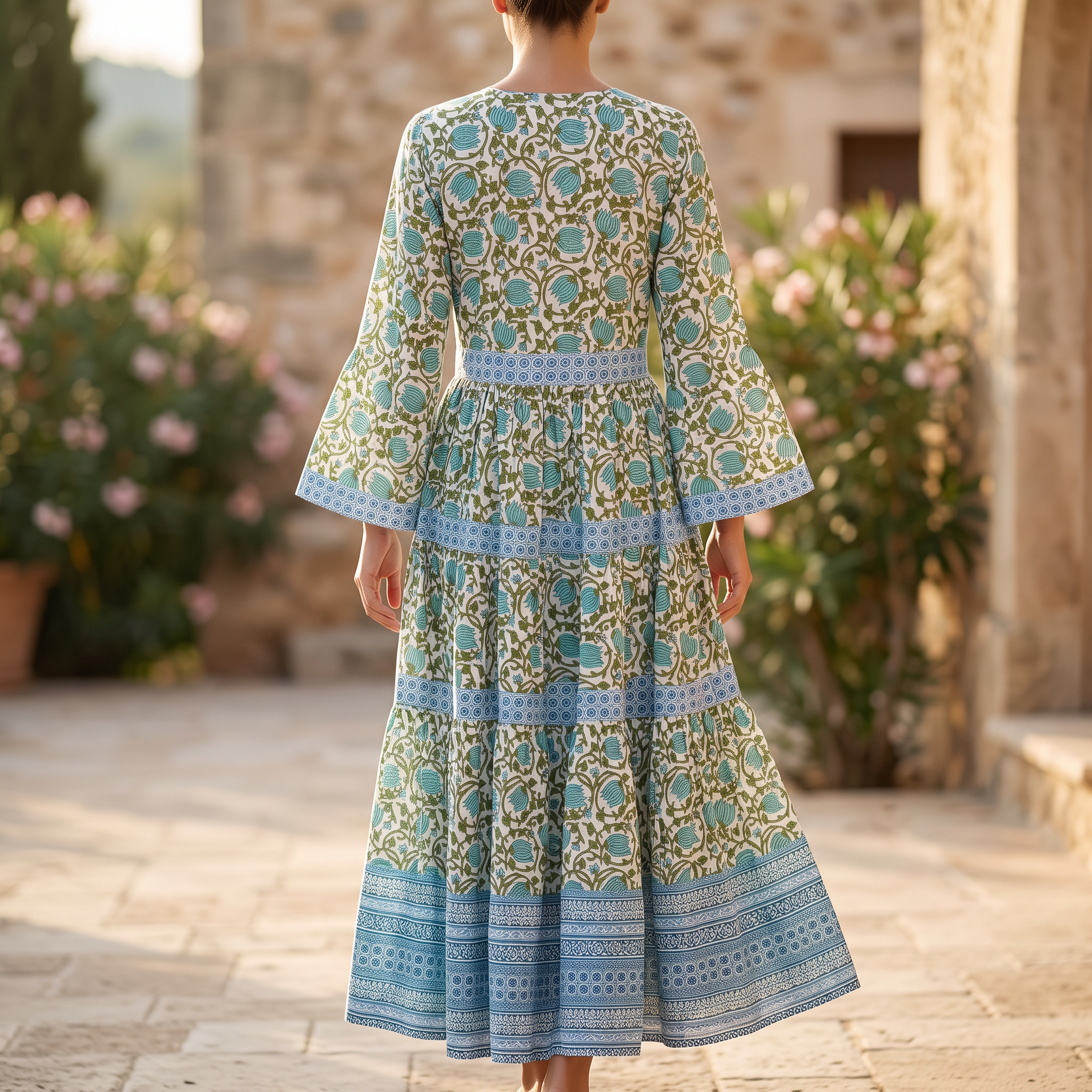 S/M Huda  Printed Cotton Dress 57" Long Jalabiya TNY 759