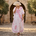 Free Size Embroidery Farasha Kaftan Cotton 57" Long Jalabiya TN 265