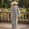 L/XL Zaria Printed Cotton Dress 57" Long Jalabiya  TNY 777