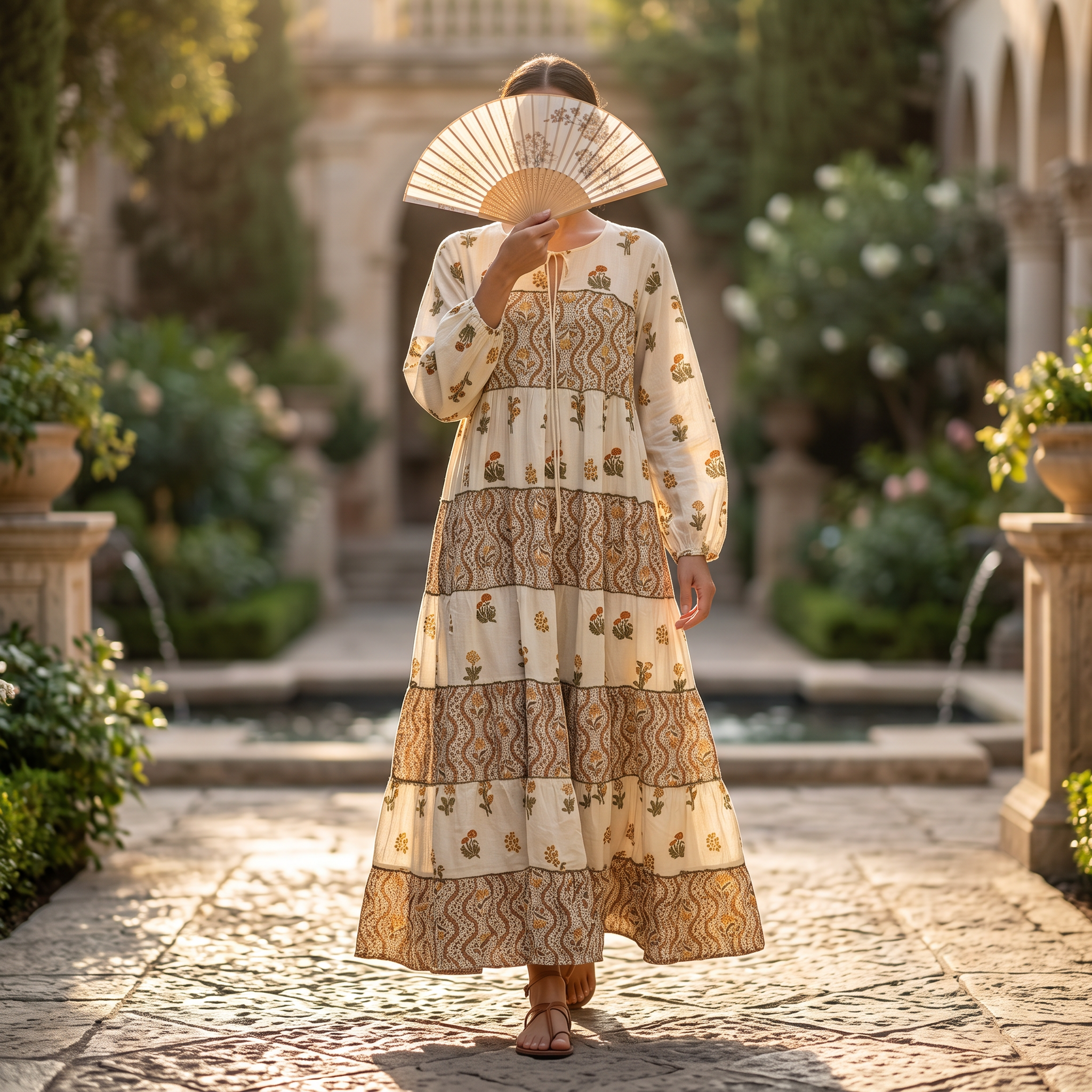 L/XL Nadia Printed Cotton Dress 54" Long Jalabiya RN 927