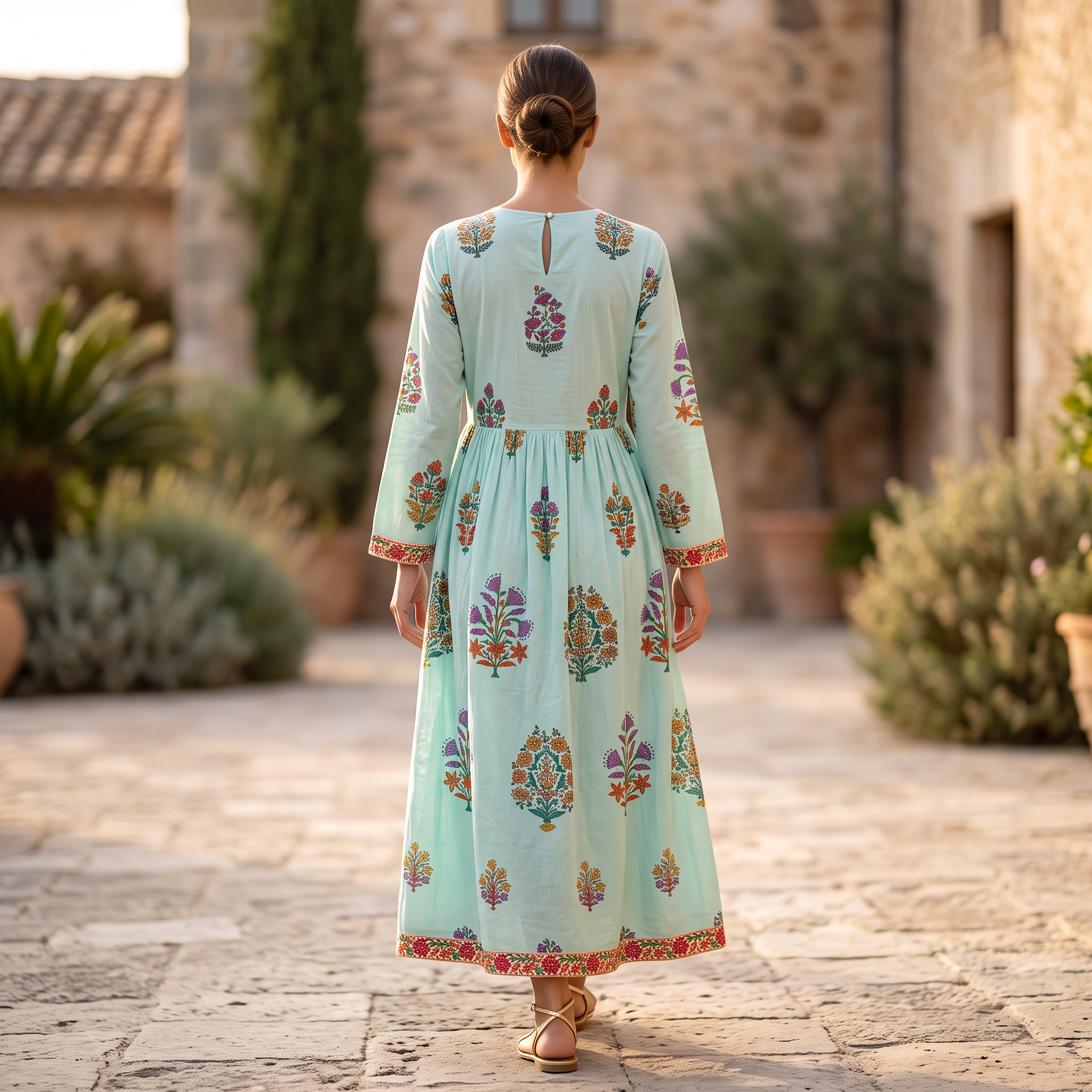 2XL/3XL Nida  Printed Cotton Dress 57" Long Jalabiya RNY 1058