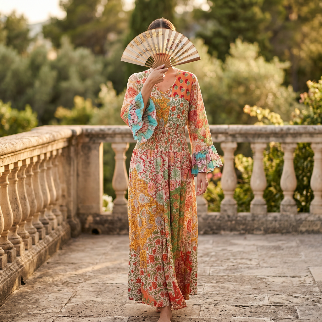 2XL-3XL Musira Printed Cotton Dress 57" Long Jalabiya