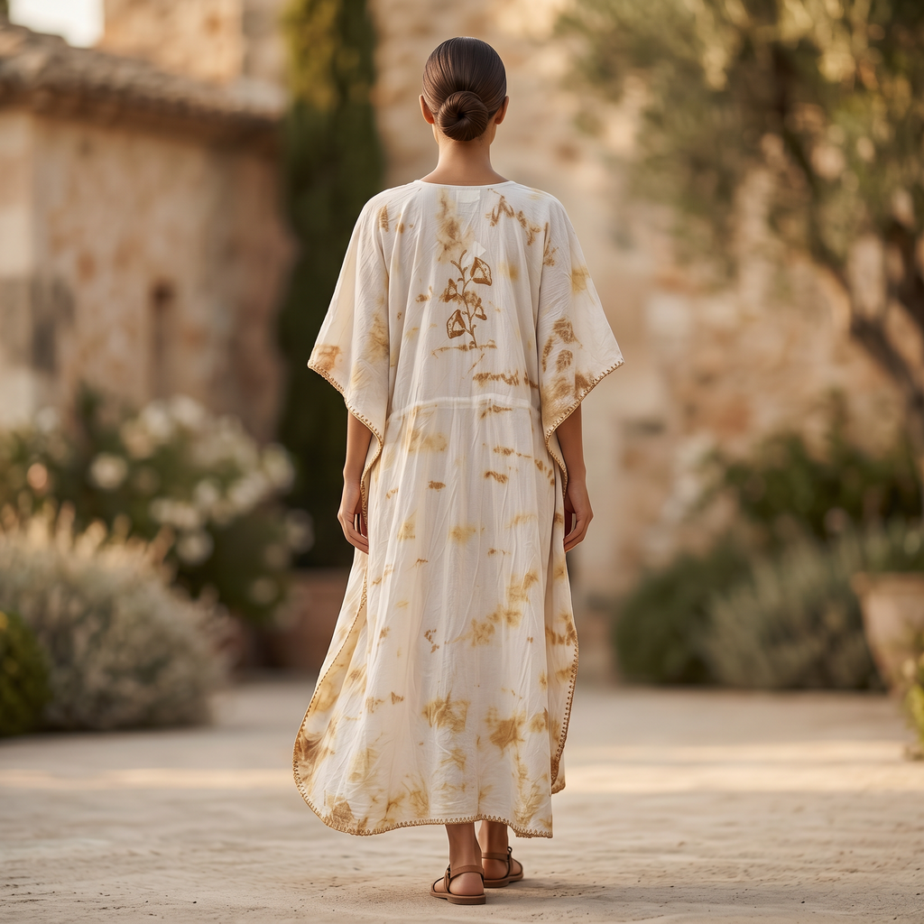 Free Size Embroidery Farasha Kaftan Cotton 57" Long Jalabiya TN 269