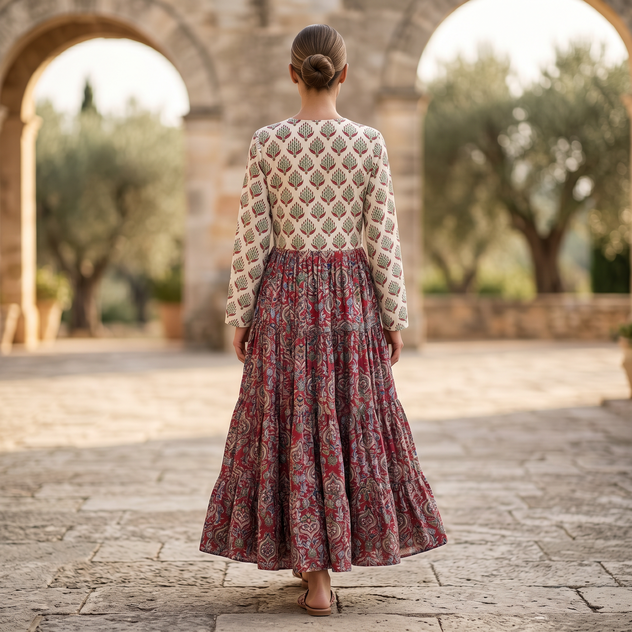 S/M Cindrella Printed Cotton Dress 57" Long Jalabiya