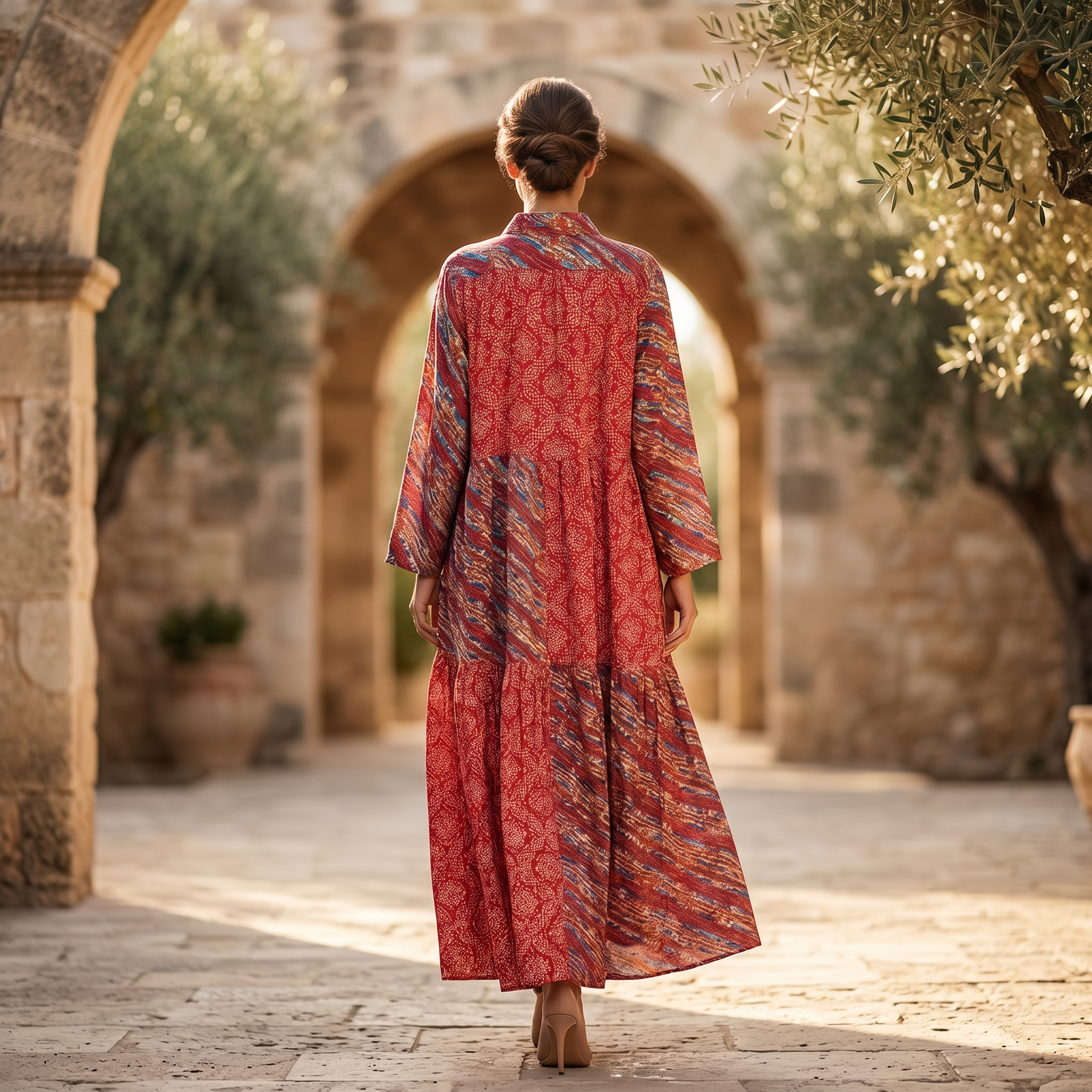2XL-3XL Fatim Printed Cotton Dress 57" Long Jalabiya