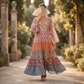 L/XL Amaira  Crystal  Printed Cotton Dress 54" Long Jalabiya RN 990