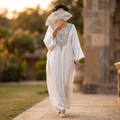 Silky Jacquard Kaftan Elegant Free-Size Luxury Abaya